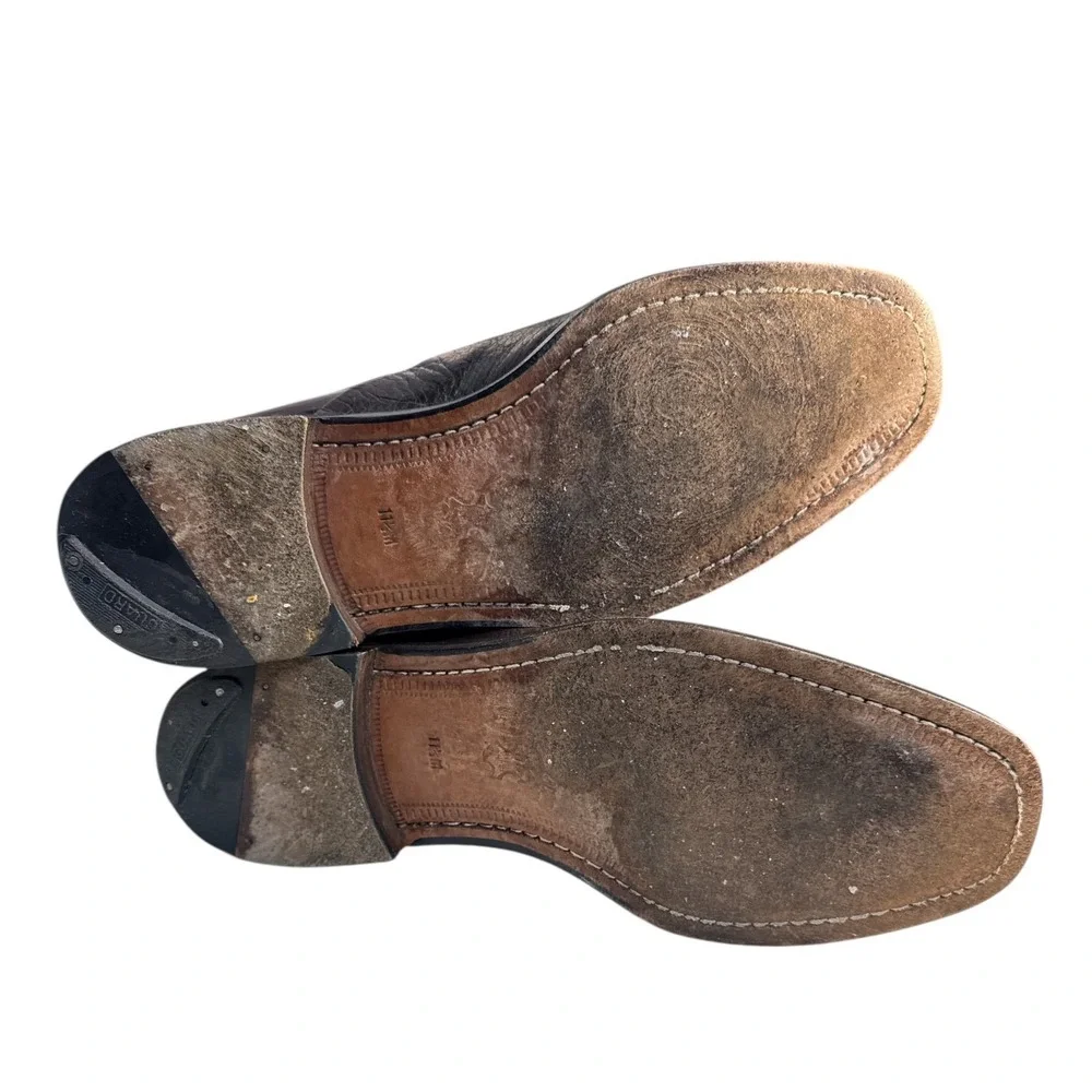 A. Taghi Monk Strap‎ Dress Shoes Brown Leather Mens 11.5 Buckle Preowned